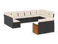 Salon de jardin 12 pcs avec coussins noir résine tressée WCJC88823