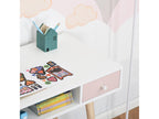 Bureau enfant style scandinave avec tiroir et compartiment de rangement 100L x 48l x 76.5H cm MDF et pin blanc gris et rose NLQT55753