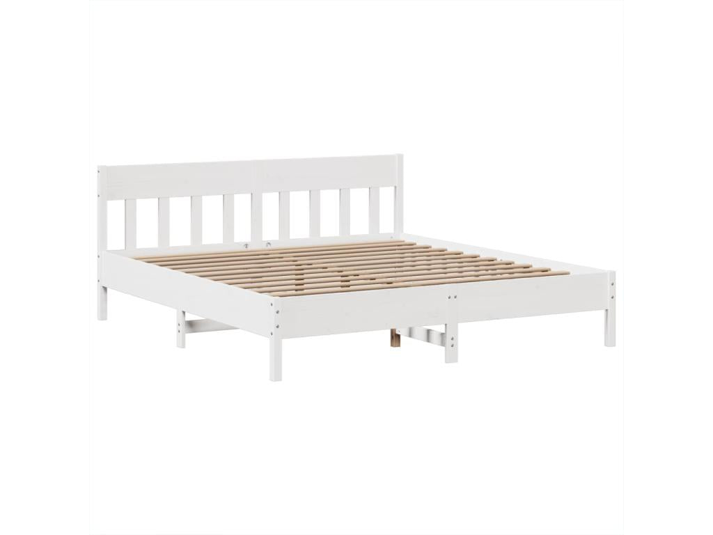 Cadre de lit sans matelas blanc 180x200 cm bois massif de pin GYLK84055