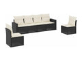 Salon de jardin 6 pcs avec coussins noir résine tressée VEIN26710