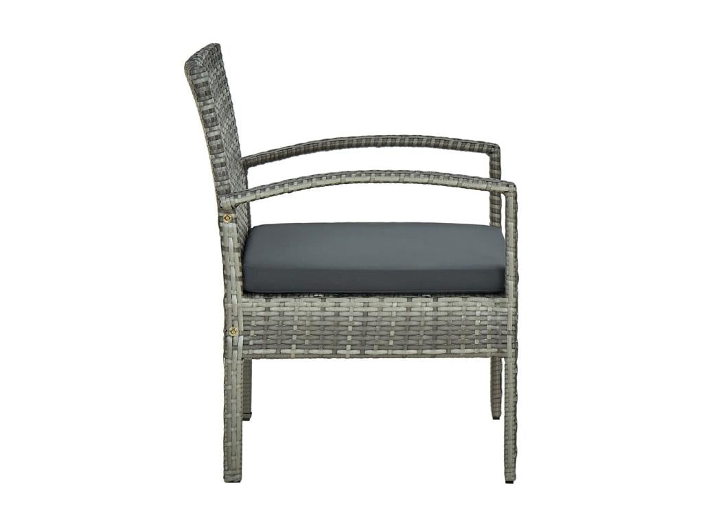 Chaise de jardin avec coussin Résine tressée Gris JJRM24705