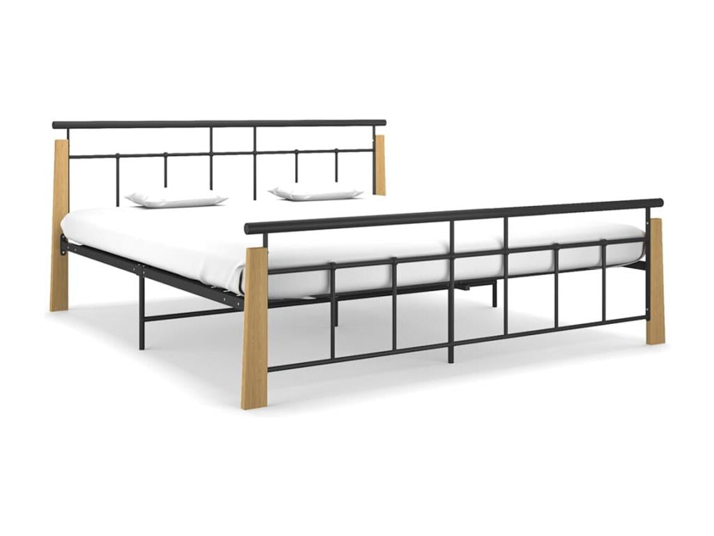 Cadre de lit sans matelas métal bois de chêne massif 180x200 cm WLJL17438