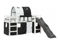 Lit mezzanine enfants et tunnel blanc/noir 80x200cm pin massif JLEH93153