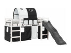 Lit mezzanine enfants et tunnel blanc/noir 80x200cm pin massif JLEH93153