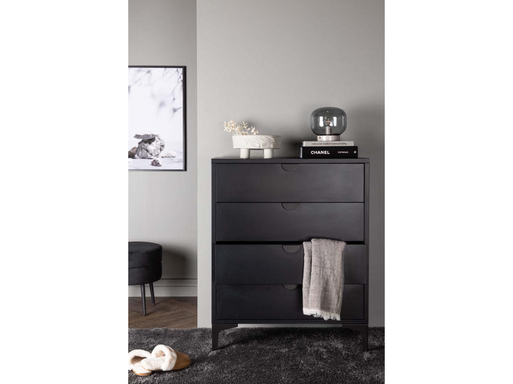 Commode Artigeo4 tiroirs noir. PNPH44505