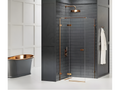 Cabine de douche cuivre brossé 100x90cm pivotante gauche Chezlova COPPER BRUSHED accès de face TZXU99685