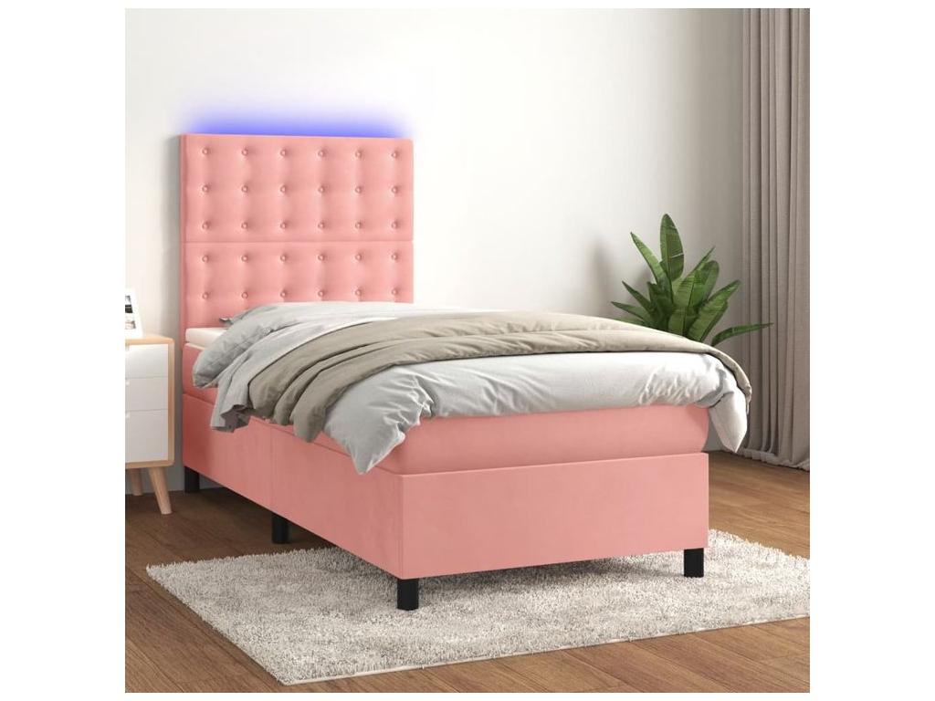 Sommier à Artigeo de lit matelas et LED Rose 100x200 Velours EGLC53202