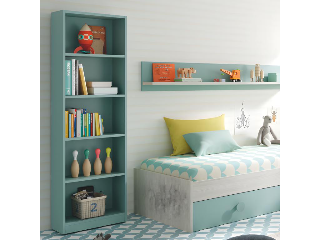 Bibliothèque 5 niveaux Turquoise - Chezlova - L 52 xl 25 x H 180 cm QEVR54390
