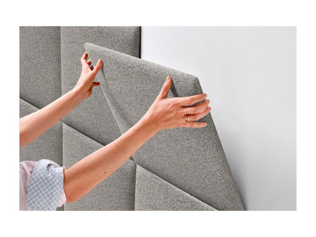 Artigeo Tête de lit tapissée en tissu Aqualine composée de panneaux de lit autocollants interchangeables pour chambre de luxe Ocre 140 cm HXHA22957