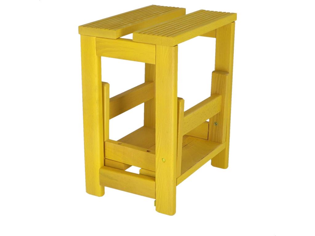 Tabouret échelle 2 marches en bois finition jaune 32x23x40 cm VLIU69504