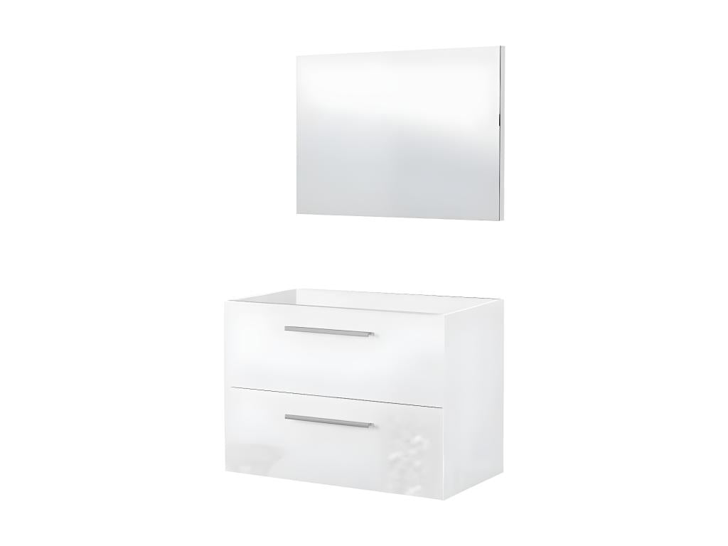 Meuble sous vasque 80 cm miroir Blanc Brillant - Chezlova ZDAM68772