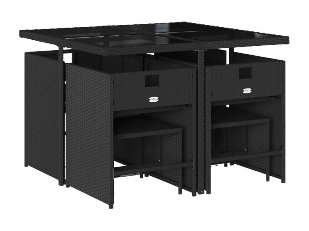 Ensemble à manger de jardin 9 pièces coussins noir résine tressée JMBH90209