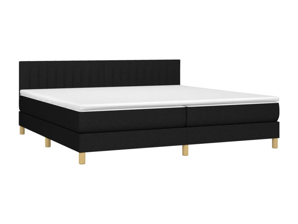 Sommier tapissier et matelas et LED Noir 200x200 cm Tissu TIMF61890