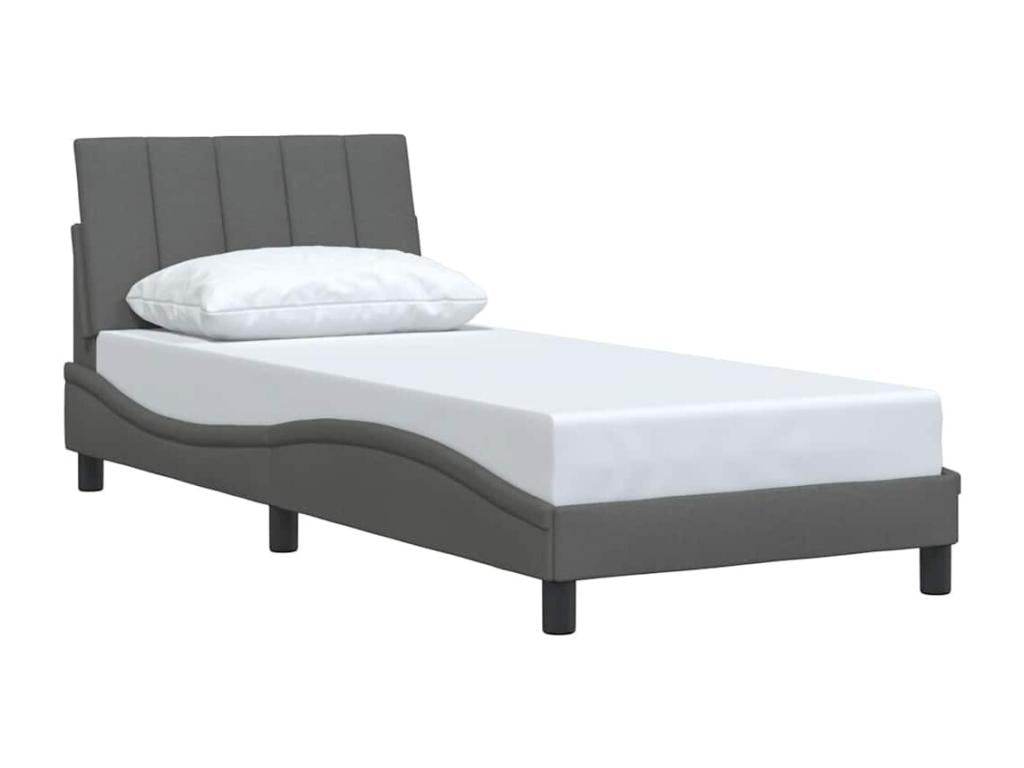 Cadre de lit sans matelas gris foncé 90x190 cm tissu POHQ71153
