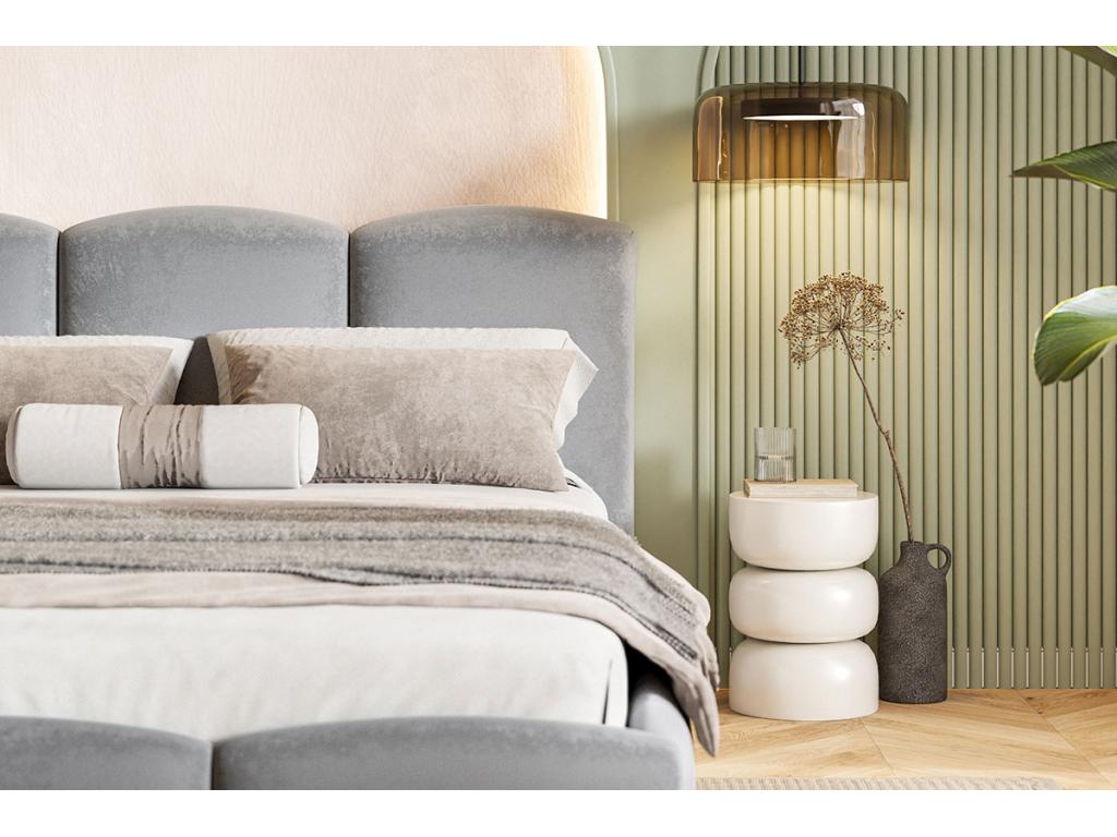 Artigeo Lit 140x200 Roma Slim - Lit coffre 140x200 lit double avec Rangement tissu velours - Gris clair Amor Velvet 4318 MCNM93201