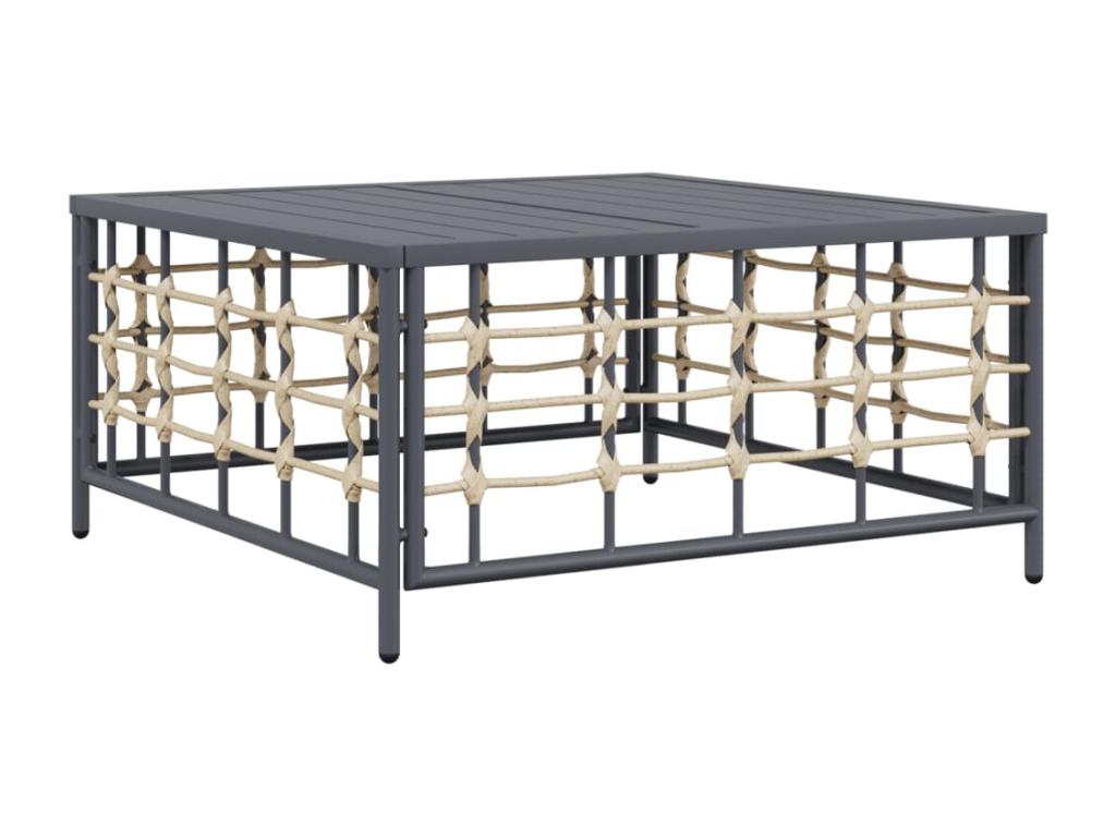 Salon de jardin 7 pcs avec coussins anthracite résine tressée FDWN06647