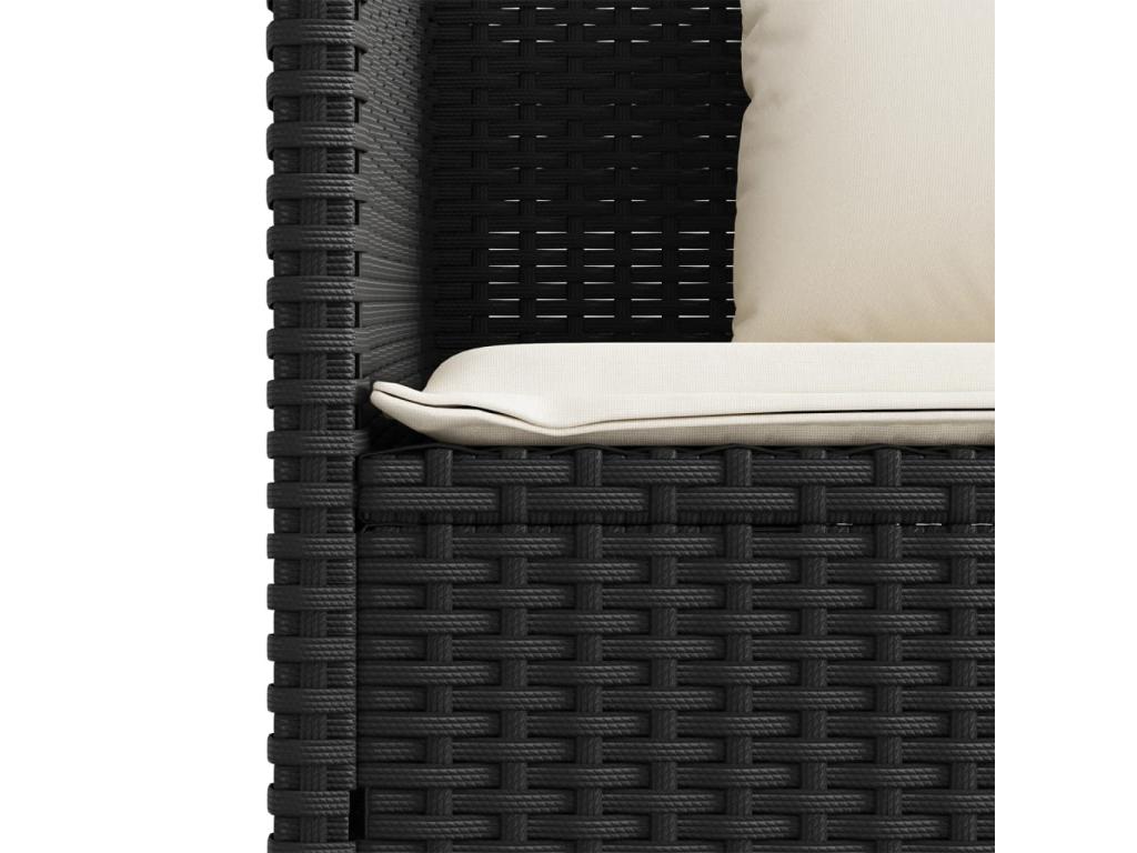 Banc de jardin avec coussins noir résine tressée SHUS78623