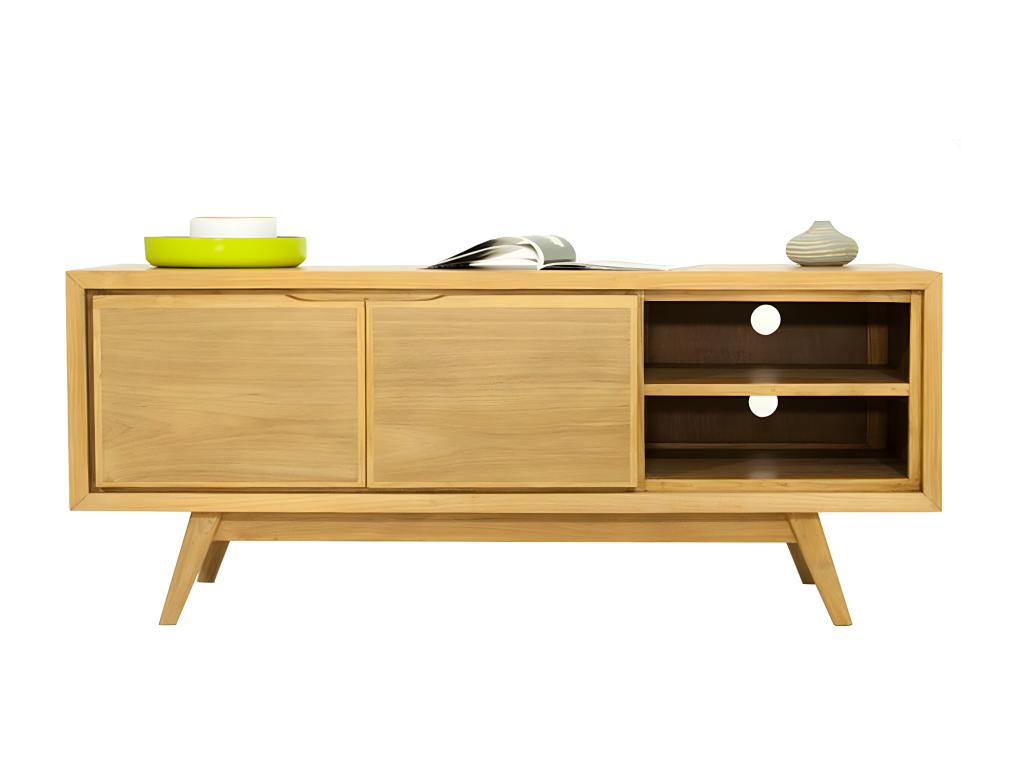 Meuble TV 2 Portes Cinquante 136cm Naturel AYAB92746