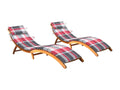 Chaises longues lot de 2 avec coussins Bois d'Chezlova solide ZIQK94689