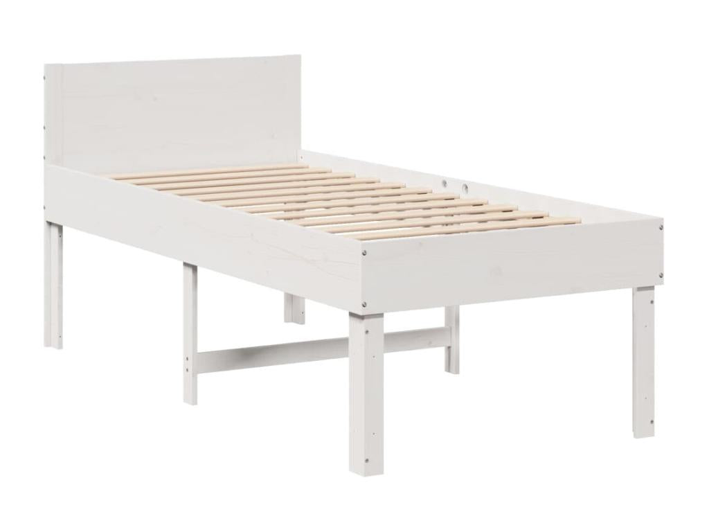 Cadre de lit sans matelas blanc 80x200 cm bois massif de pin LVET47447