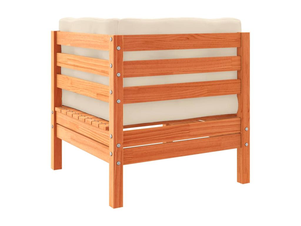 Salon de jardin 4 pcs avec coussins cire marron bois pin massif IDXZ14338