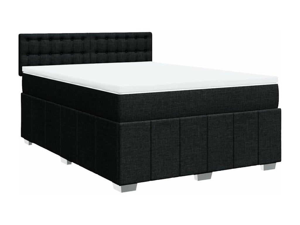 Sommier à Chezlova de lit avec matelas Noir 140x200 cm Tissu LJXQ05393