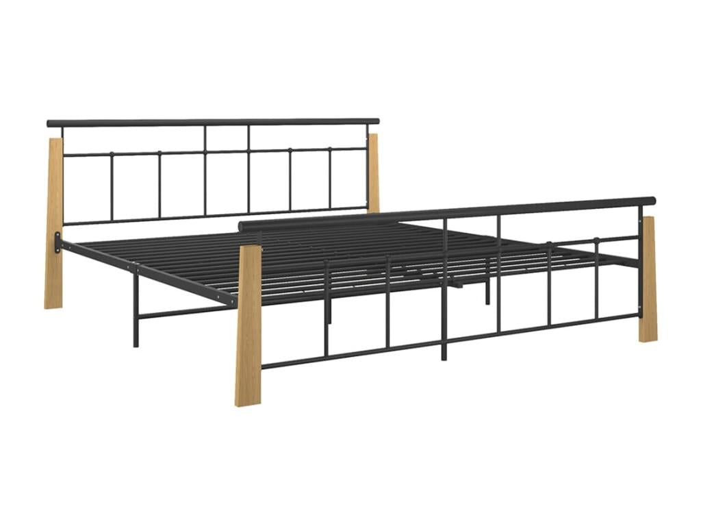 Cadre de lit sans matelas métal bois de chêne massif 180x200 cm WLJL17438