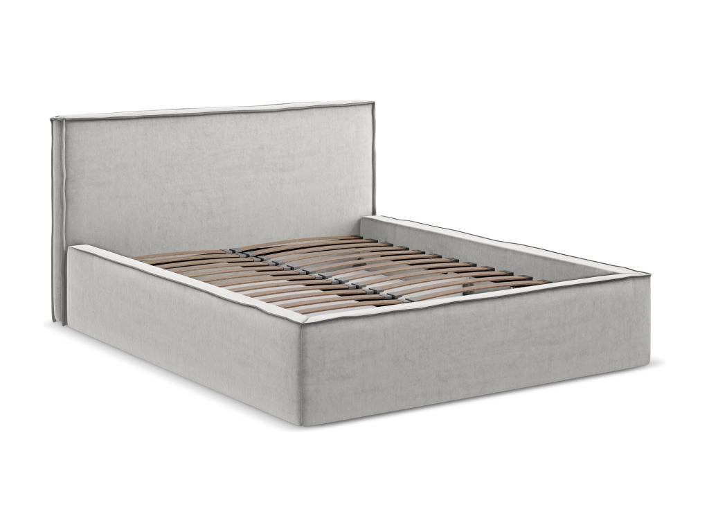 Lit coffre en velours 140x200 - argent - Artigeo VLRA87007