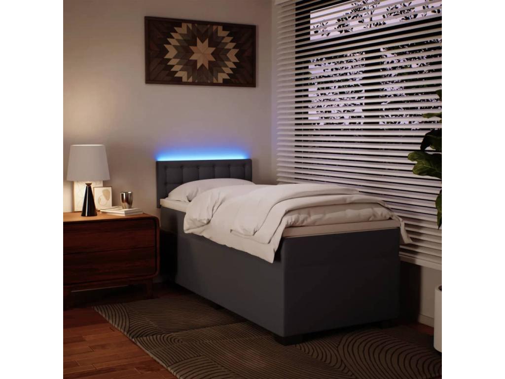 Sommier à Chezlova de lit avec matelas Gris 100x200 cm Similicuir CRGN90943