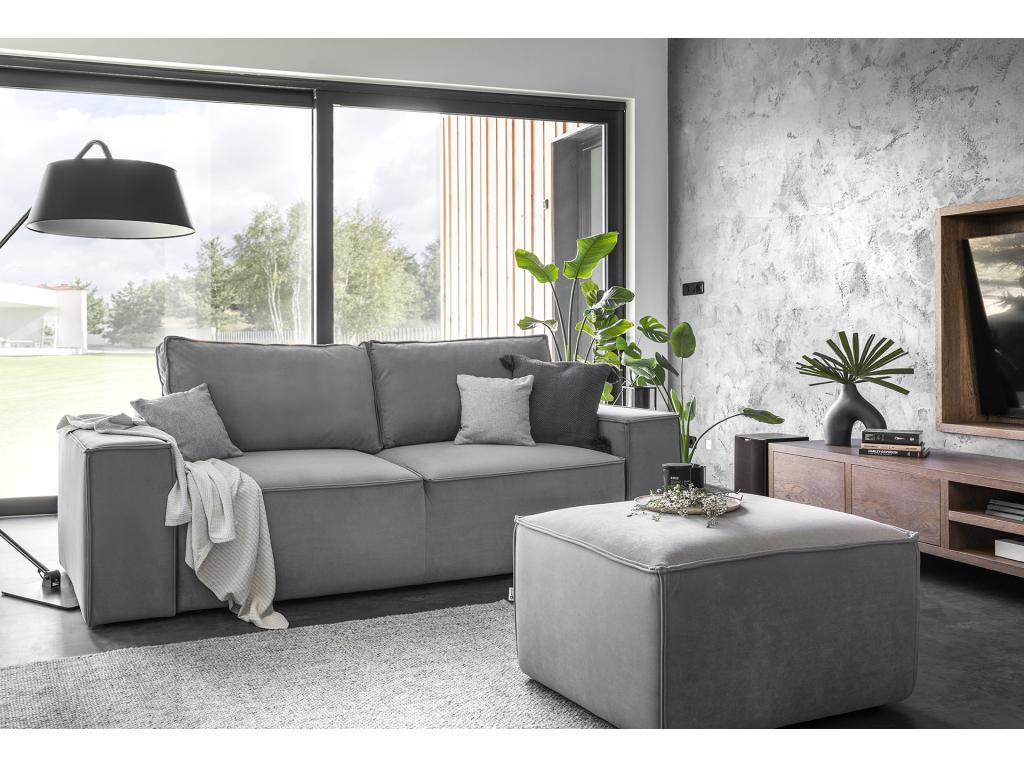 Canapé convertible 4 places velours beige Chezlova 260cm LALA18676