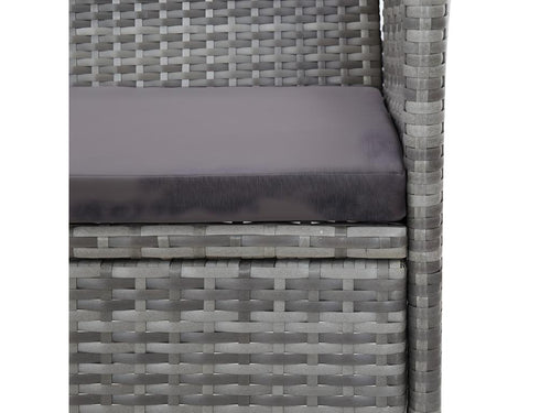 Banc de jardin 105 cm Résine tressée Gris JQAE70515