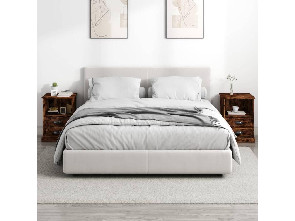 Tables de chevet 2 pcs chêne fumé 43x36x60 COBQ45434