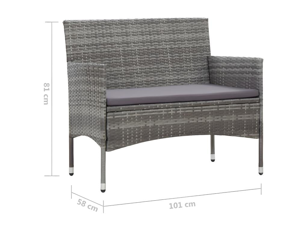 Banc de jardin 105 cm Résine tressée Gris JQAE70515