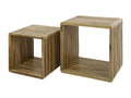 Table de salon en bois de teck recyclé avec rainures lot de 2 Artigeo AWXU38117