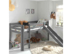 Lit mezzanine enfant avec toboggan en bois massif gris 90x200 cm - LT2040 LYEK58358
