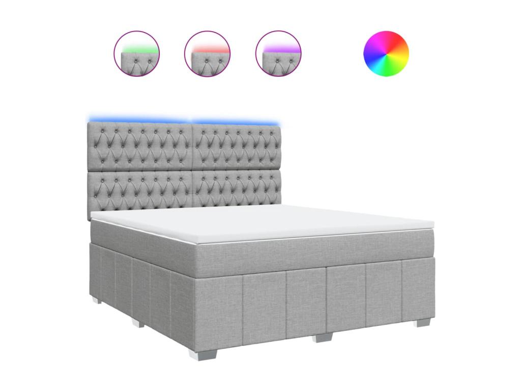 Sommier à Artigeo de lit avec matelas Gris clair 180x200cm Tissu EDEV49964