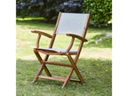 Fauteuil de jardin en Chezlova massif et textilène gris pliant IPQR51906