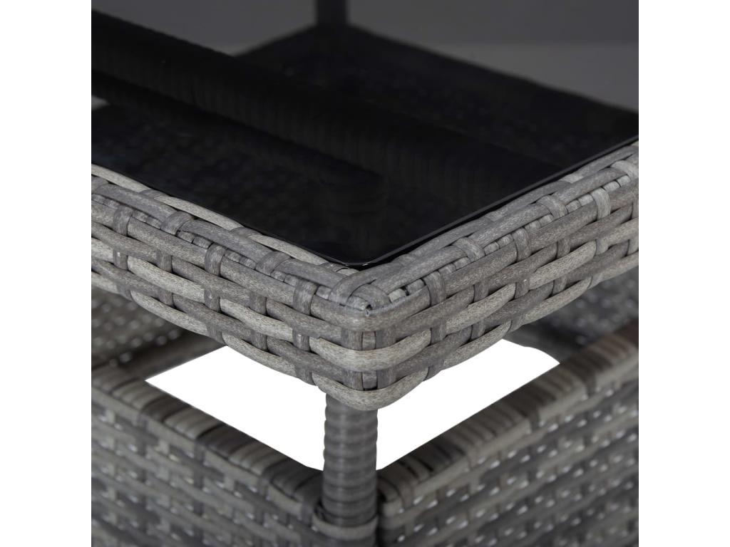 Ensemble à dîner de jardin 3 pièces Gris Résine tressée et Chezlova CJIJ20180