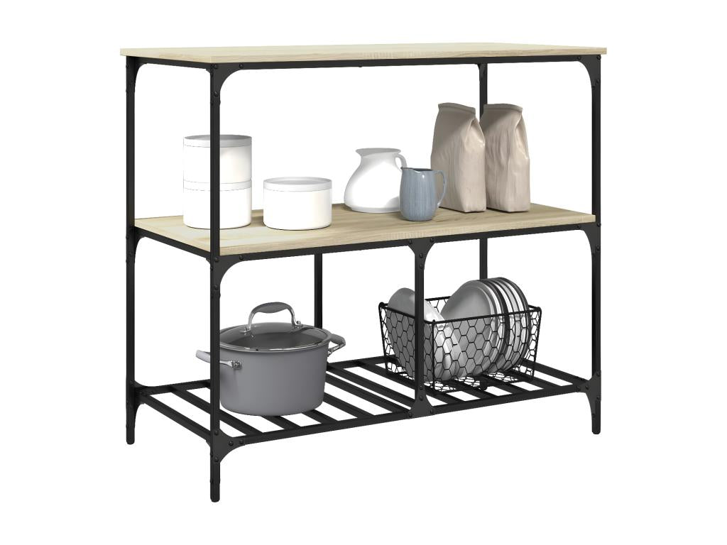 Chariot de cuisine chêne Artigeo 100x50x95 bois d'ingénierie BYOV48861