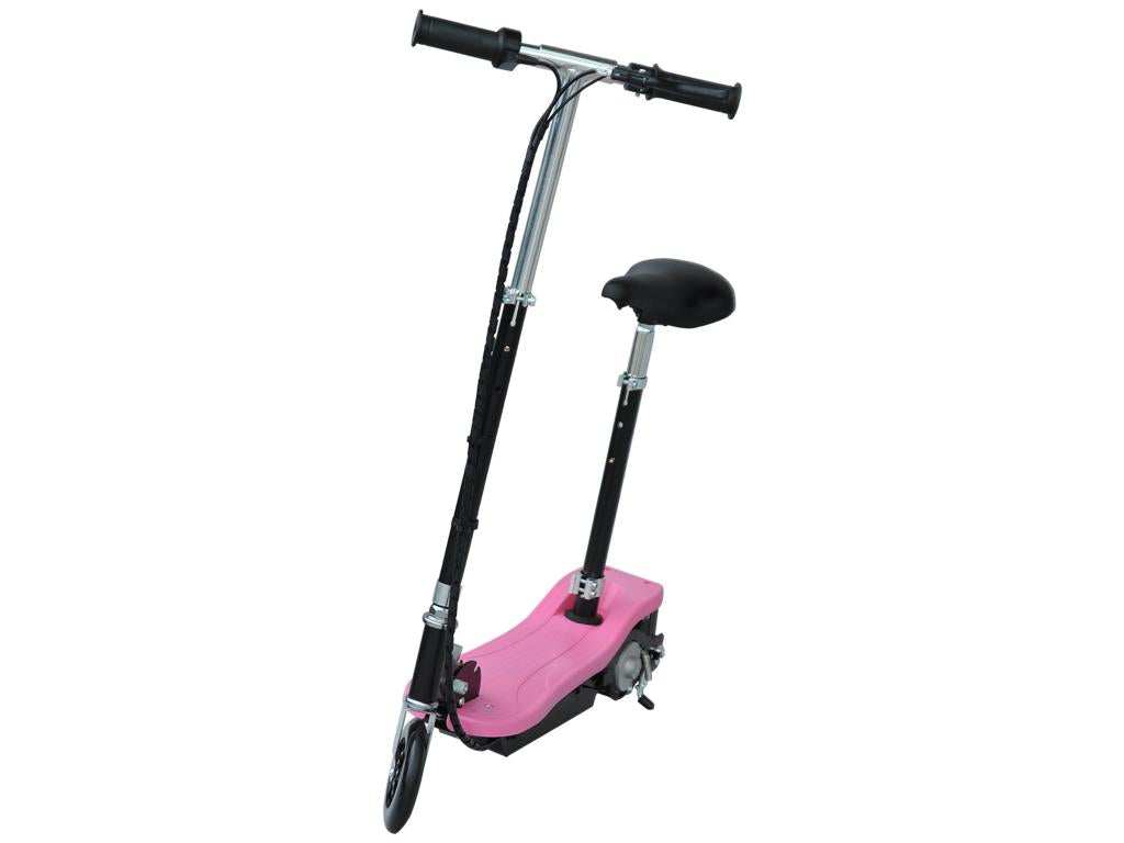 Trottinette électrique 120 W pliable pour enfants à partir de 7 ans hauteur de guidon et selle réglable 10 Km/h max- rose noir TKVR48733