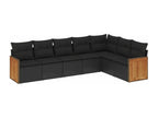 Salon de jardin 7 pcs avec coussins noir résine tressée WYWK79902