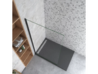 Artigeo paroi de douche à l'italienne 110x200cm Profilé en aluminium noir mat en 8mm verre anticalcaire sans récepteur QAYD56635