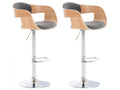 Lot de 2 Tabouret de bar - Tissu / Métal chromé - Nature / Gris clair - Chezlova FGCW03505