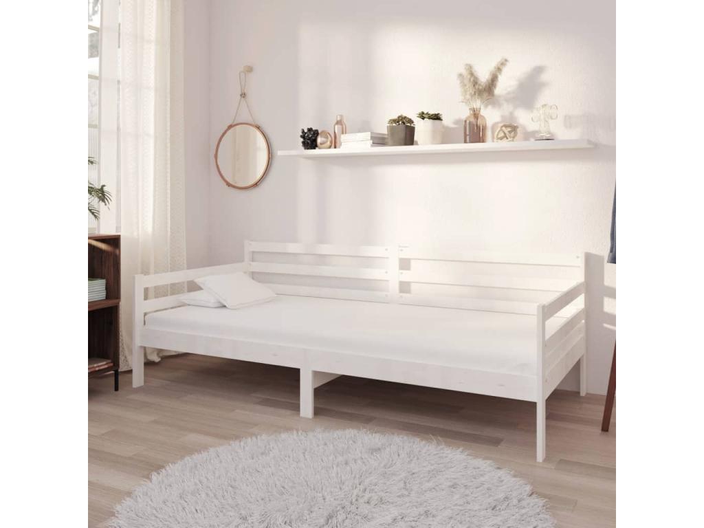 Lit avec matelas 90x200 Blanc Bois de pin massif 10 XOQN07899