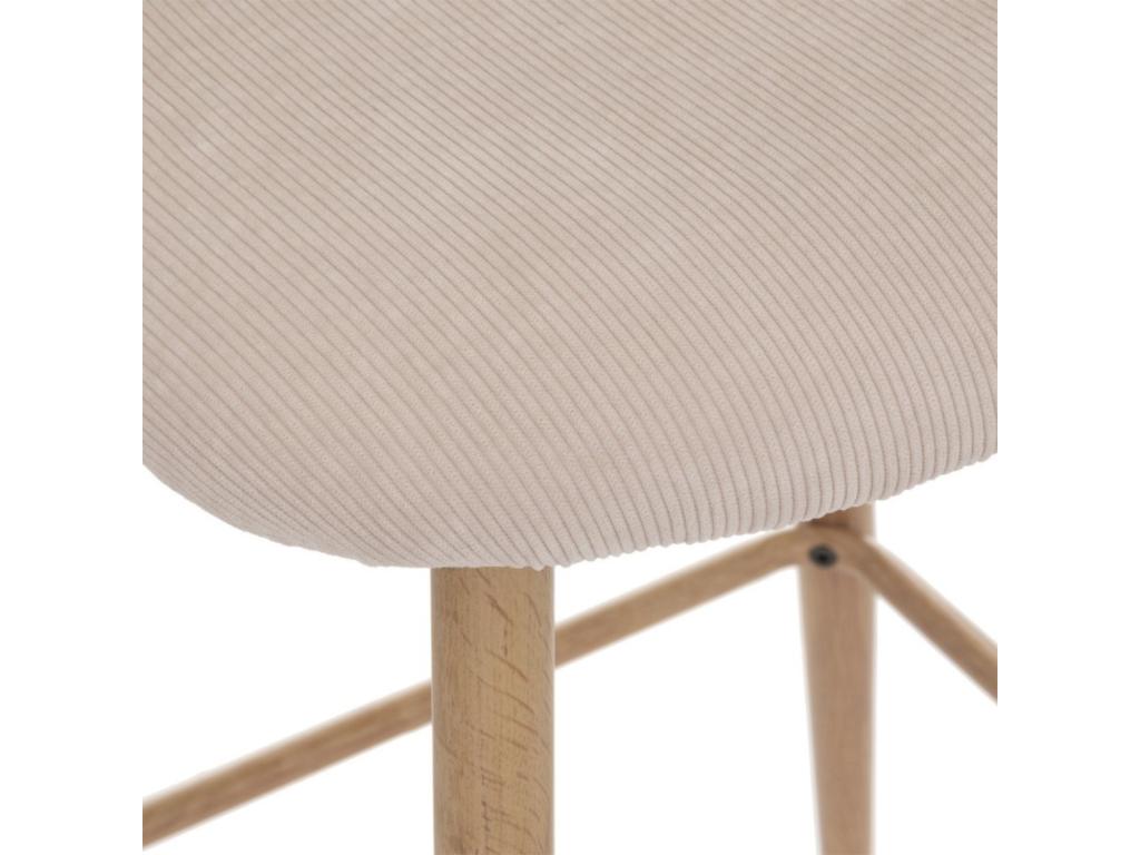 Lot de 2 chaises de bar en fer et bois Couleuris Beige - Longueur 48 x profondeur 56 x hauteur 106 cm KXFB93118