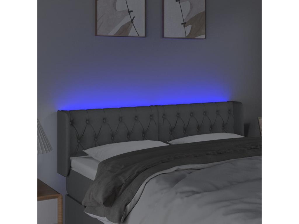 Tête de lit à LED Gris clair 163x16x78/88 cm Tissu UIKT78074