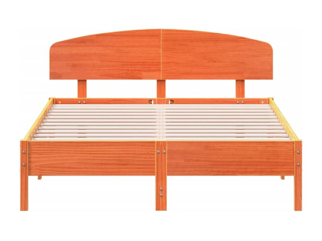 Cadre de lit et tête de lit cire marron 160x200 bois de pin UNQF08729