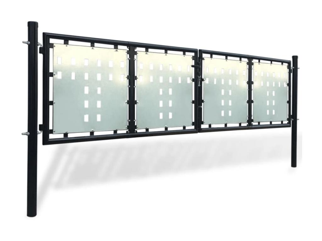 Portail simple de clôture Noir 300x150 RDON76336