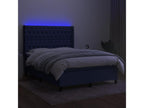 Sommier à Chezlova de lit matelas et LED Bleu 140x190 cm Tissu QRWF42110