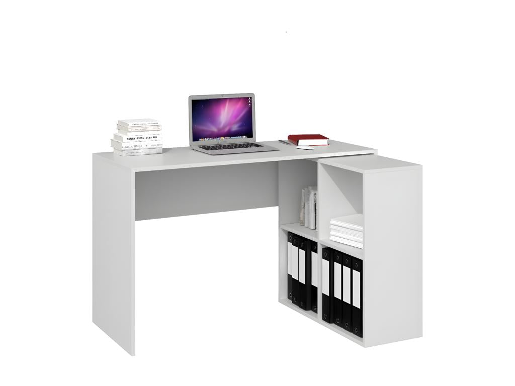 Chezlova - Bureau informatique d'angle 2en1 - Bibliothèque Meuble de rangement 4 niches - Table ordinateur multi-rangements AVNN21499